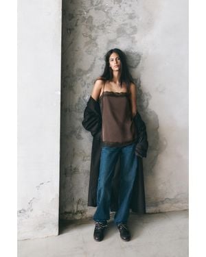 Pull&Bear Lace-Trimmed Camisole Top - White