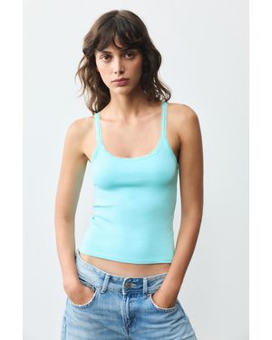 Pull&Bear Tanktop Mit Spitzenbesatz - Blau