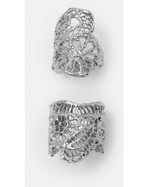 Pull&Bear Pack Of Lace-Effect Rings - White