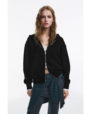 Pull&Bear Hoodie With Zip - Black