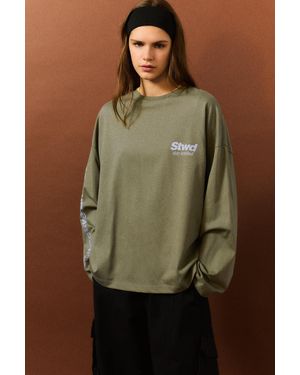 Pull&Bear Stwd T-Shirt Mit Folie-Grafik - Grün