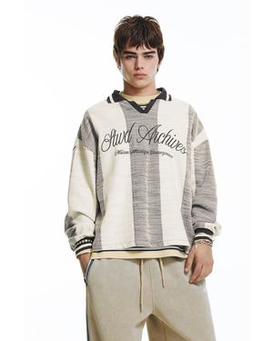 Pull&Bear Striped Stwd Polo Shirt - Grey