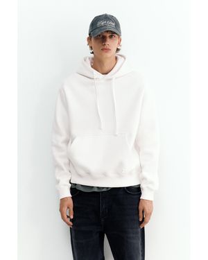 Pull&Bear Basic-Sweatshirt Mit Kapuze - Weiß