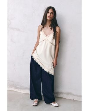 Pull&Bear Asymmetric Camisole Top - White