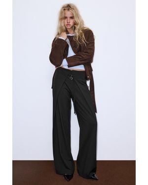 Pull&Bear Smart Trousers With Darts And Buckles - White