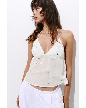 Pull&Bear Mirror Halter Top - White