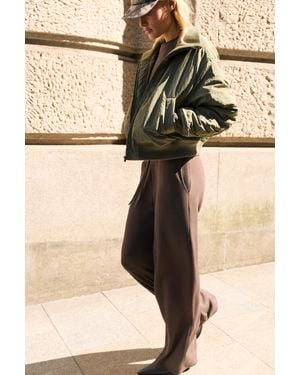 Pull&Bear Soft-Touch Wide-Leg Trousers - Natural