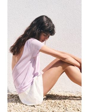 Pull&Bear Kurzärmliges Stricktop Mit Freiem Rücken - Pink