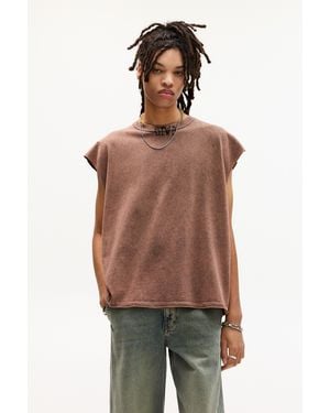 Pull&Bear Washed Stwd Sleeveless T-Shirt - Red