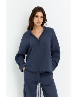 Pull&Bear Rustic Oversize Shirt - Blue