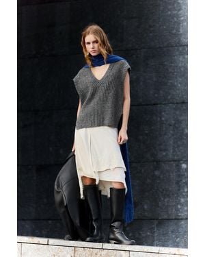 Pull&Bear Ribbed Knit Vest - Black