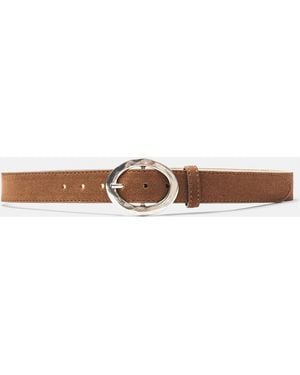 Pull&Bear Belt With Oval Buckle - White