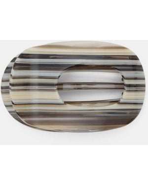 Pull&Bear Striped Fur Clip - Brown