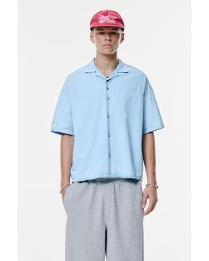 Pull&Bear Embroidered Star Shirt - Blue