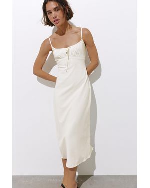 Pull&Bear Linen Blend Midi Dress - White