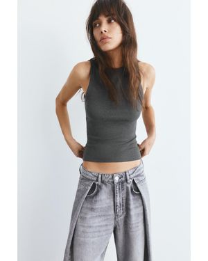 Pull&Bear Round Neck Tank Top - Black