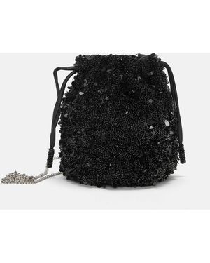 Pull&Bear Beaded Bucket Bag - Black