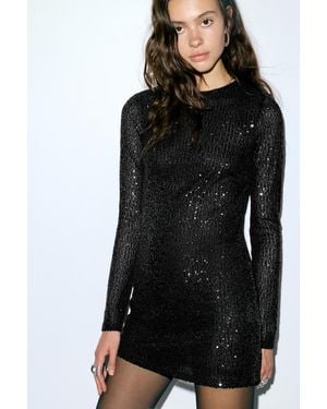 Pull&Bear Short Sequin Dress - Black