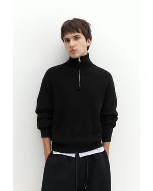 Pull&Bear Quarter-Zip Jumper - Black
