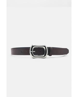 Pull&Bear Rectangular Buckle Belt - Black