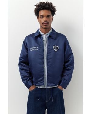 Pull&Bear Embroidered Satin Jacket - Blue