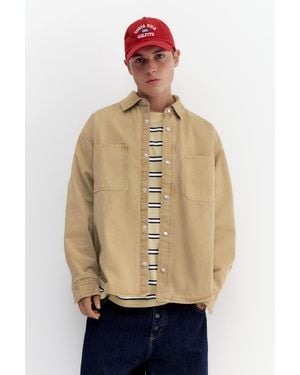 Pull&Bear Overshirt With Pockets - Natural