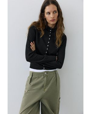 Pull&Bear Cardigan Mit Stehkragen - Schwarz