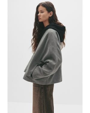 Pull&Bear Short Felt Coat - Grey