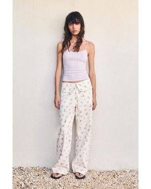 Pull&Bear Strappy Pointelle Knit Top - Natural
