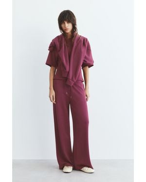 Pull&Bear Soft-Touch Wide-Leg Trousers - Purple