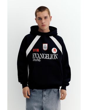 Pull&Bear Evangelion Hoodie - Black