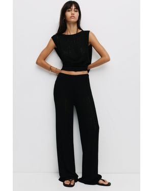 Pull&Bear Hose Aus Fangmaschenstrick - Schwarz
