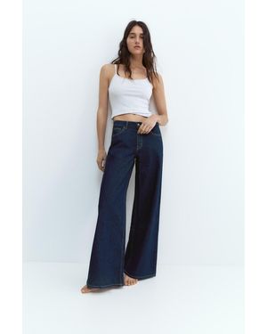 Pull&Bear Low-Rise Wide-Leg Jeans - Blue