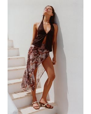 Pull&Bear Sequin Halter Top - Brown