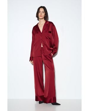 Pull&Bear Satin Pyjamas - Red