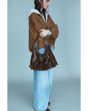Pull&Bear Fringe Tote Bag - Black
