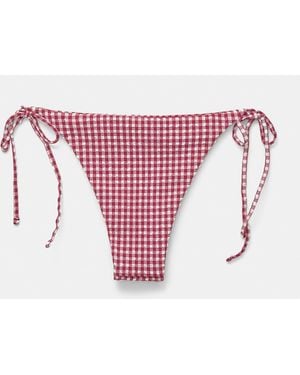 Pull&Bear Gingham Bikini Bottoms - Red