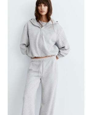 Pull&Bear Soft-Touch Hooded Sweatshirt - Grey