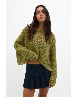 Pull&Bear Strickpullover Mit Netzmuster - Grün