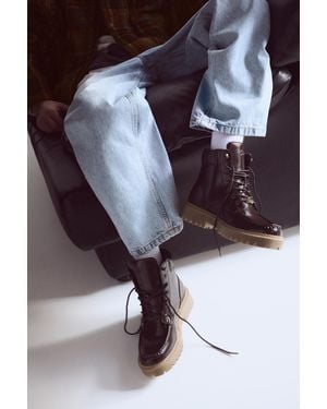 Pull&Bear Stwd Lace-Up Boots - Black