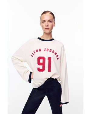 Pull&Bear Long Sleeve Graphic T-Shirt - White