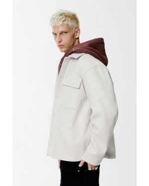 Pull&Bear Cloth Overshirt With Pockets - White
