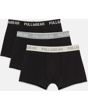 Pull&Bear 3Er-Pack Boxershorts - Schwarz