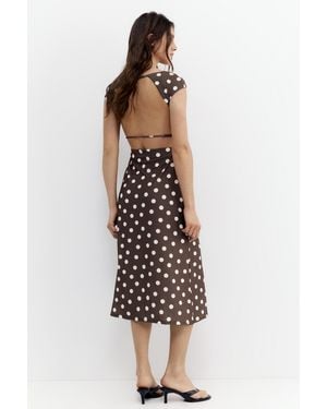 Pull&Bear Open Back Midi Dress - Multicolour