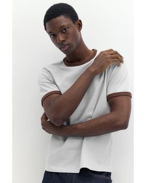 Pull&Bear Contrast Trim T-Shirt - Grey