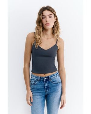 Pull&Bear Fine-Strap Top - Blue