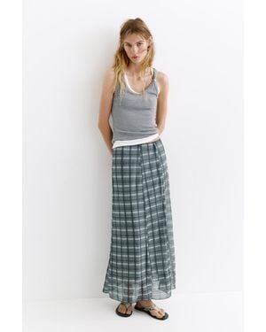Pull&Bear Check Midi Skirt - Grey