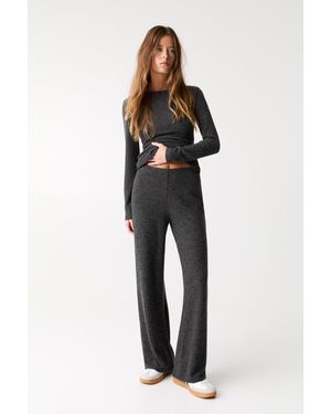 Pull&Bear Wide-Leg Knit Trousers - Grey