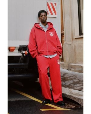 Pull&Bear Stwd Varsity Tracksuit Trousers - Red
