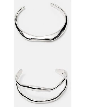 Pull&Bear Pack Of 2 Wave Bracelets - Metallic